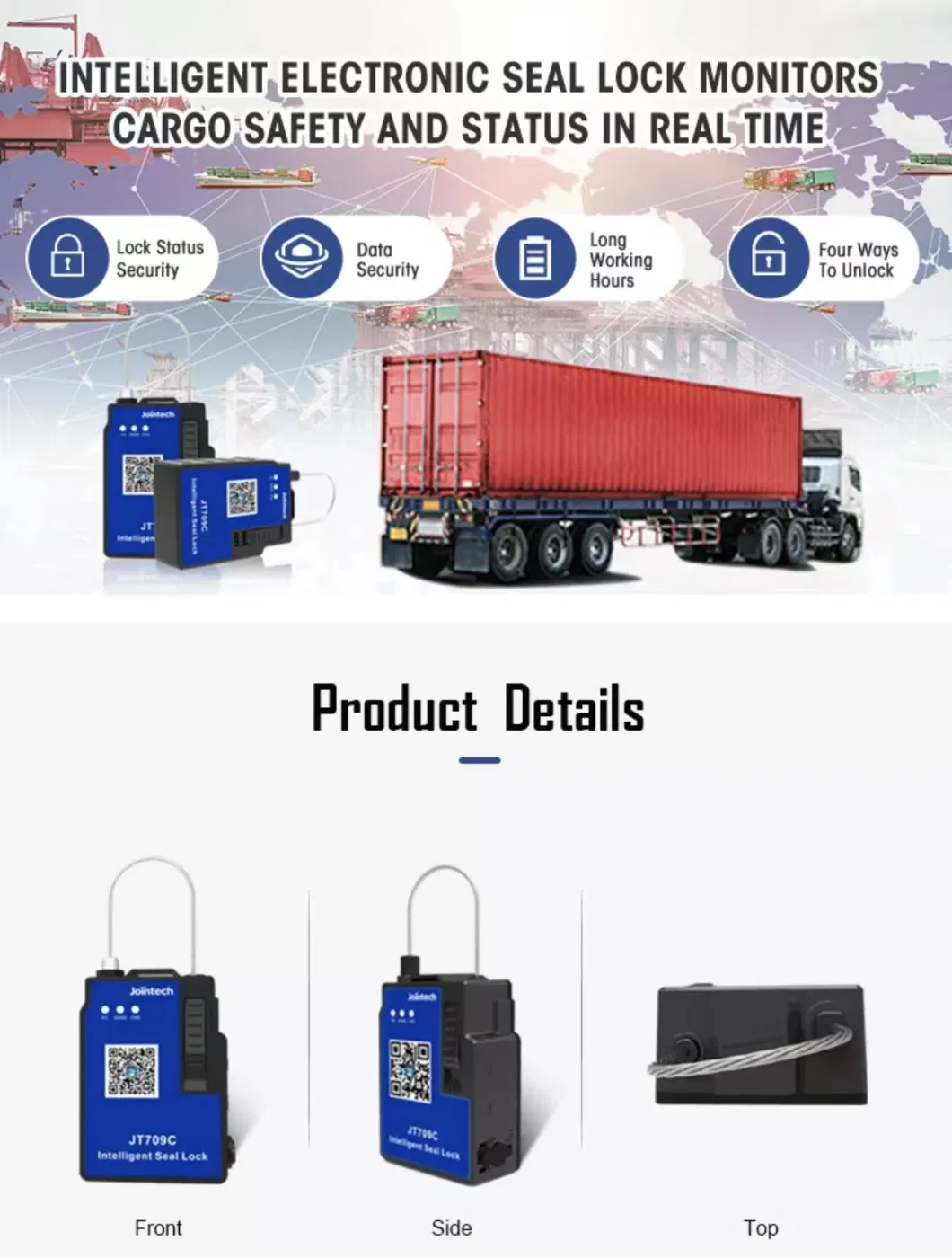 Jointech 709c GPS Container Navigation E-Seal Cargo Logistic Location Truck GPS Tracker Electronic Seal Smart Lock