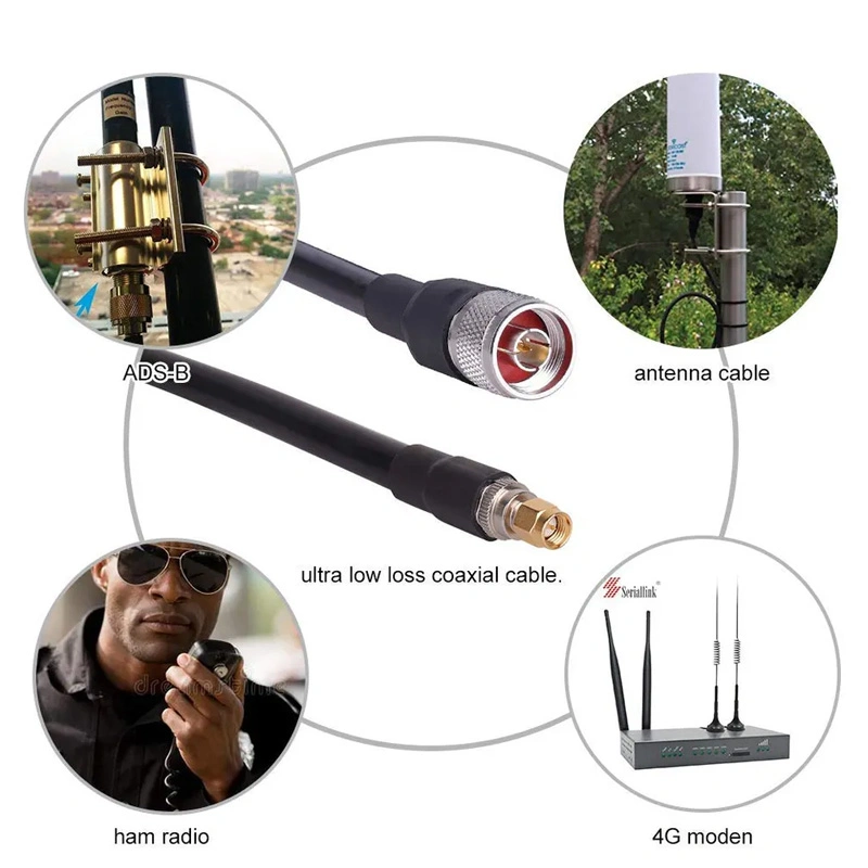 150mm Low Loss LMR 400 Extension Coaxial Wavelink Cable N Male to SMA Male Type Plug Connectors for 4G 5g LTE Router