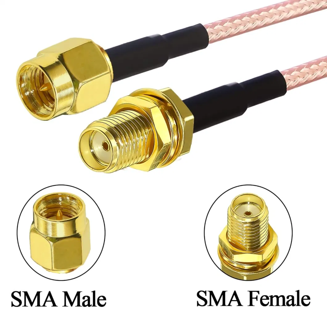 SMA Male Right Angle Connector Female Bulkhead Crimp Connector for Rg316 Rg174 RF Coaxial Cable for Radio Pigtails Wi-Fi