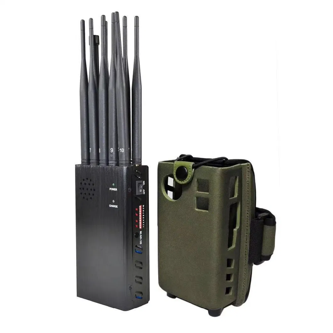 Powerful 10 Antennas Handheld Signal Jammer Blocker for CDMA/GSM/3G/4G Lte Cellphone/5.8g Wi-Fi /Bluetooth GPS and 315/433/868MHz RF Radio Jammer