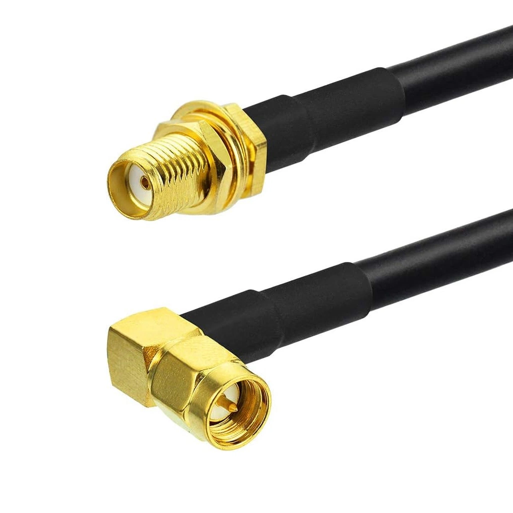 SMA Male Right Angle Connector Female Bulkhead Crimp Connector for Rg316 Rg174 RF Coaxial Cable for Radio Pigtails Wi-Fi