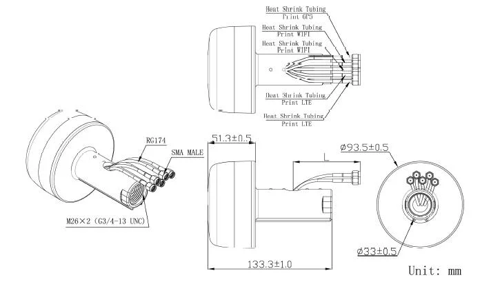 5-in-1 MIMO Lte, MIMO WiFi, GPS Antenna