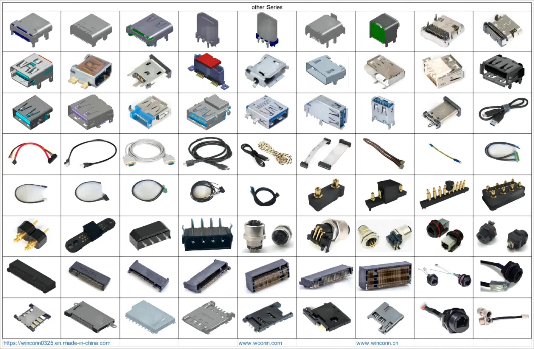 FPC FFC ATX Btx Pin Header IC Socket RJ45 USB HDMI Mini Pcie SATA Wtb Btb Wtw RF Ngff M2 SIM Battery Pogo Pin Waterproof Lvds D-SUB DVI Connector