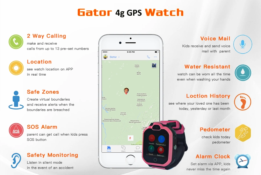 Gator4 GPS Tracking Device for Kids Watch Smart Watch for Elders