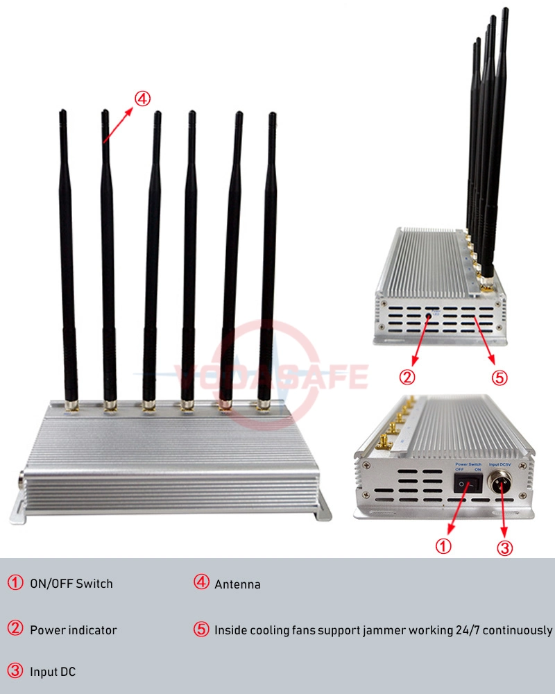 6 Antennas Wi-Fi / Bluetooth Mobile Phone Signal Scrambler with Six Antennas Signal Jamming Cell Phone Jammer Sales