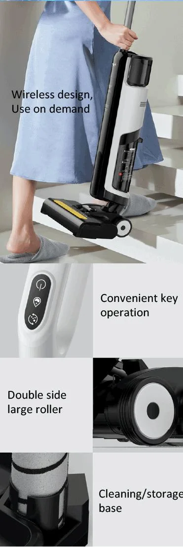 Smart Wet Dry Sterilize Intelligence Wireless Home Handheld Vacuum Cleaner Wholesale Customized Absorb Mop Wash Self-Cleaning Electrolytic Water Disinfection