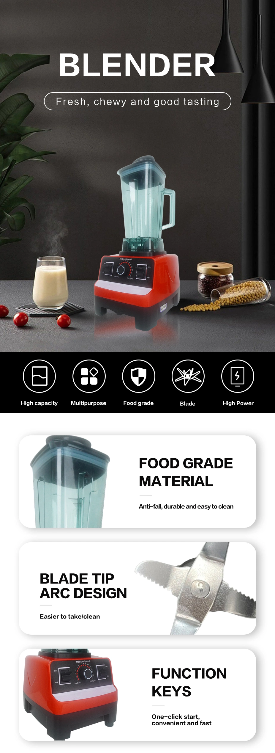 Home Appliances Portable Mixture Silver Crest Commercial Electric Fresh Silent Juicer Smoothie Ice Stand Mixer 2.5L 3L Kitchen Food Milkshake Portable Blender