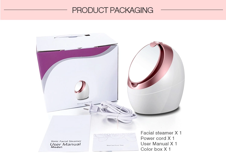Good Price Professional Electric Portable Warm Mist Face Steaming Ionic Nano Facial Steamer with Mirror