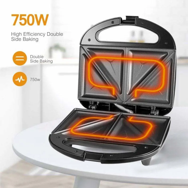 Detachable Breakfast Sandwich Maker 6 in 1 Toaster 3 in 1 Non-Stick Sandwich Maker with Cool Touch Handle Waffle Maker