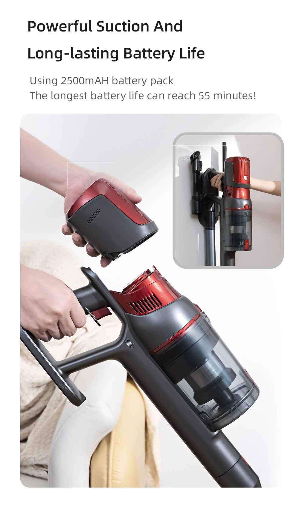 Multi Brush Head Powerful Powerful Suction Cordless Vacuum Cleaner