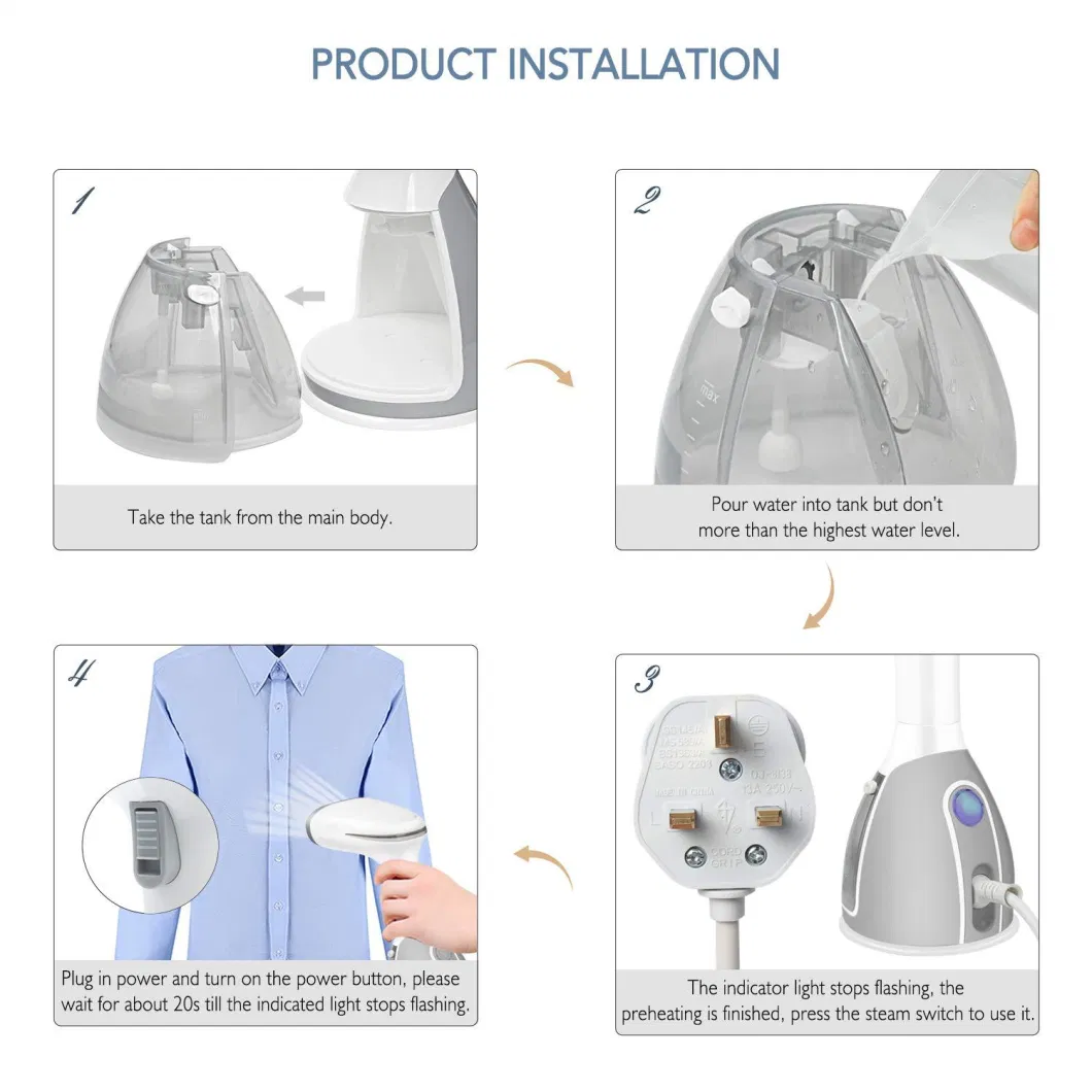 Portable Steam Brush Clothes Garment Steamer with 280ml Water Tank