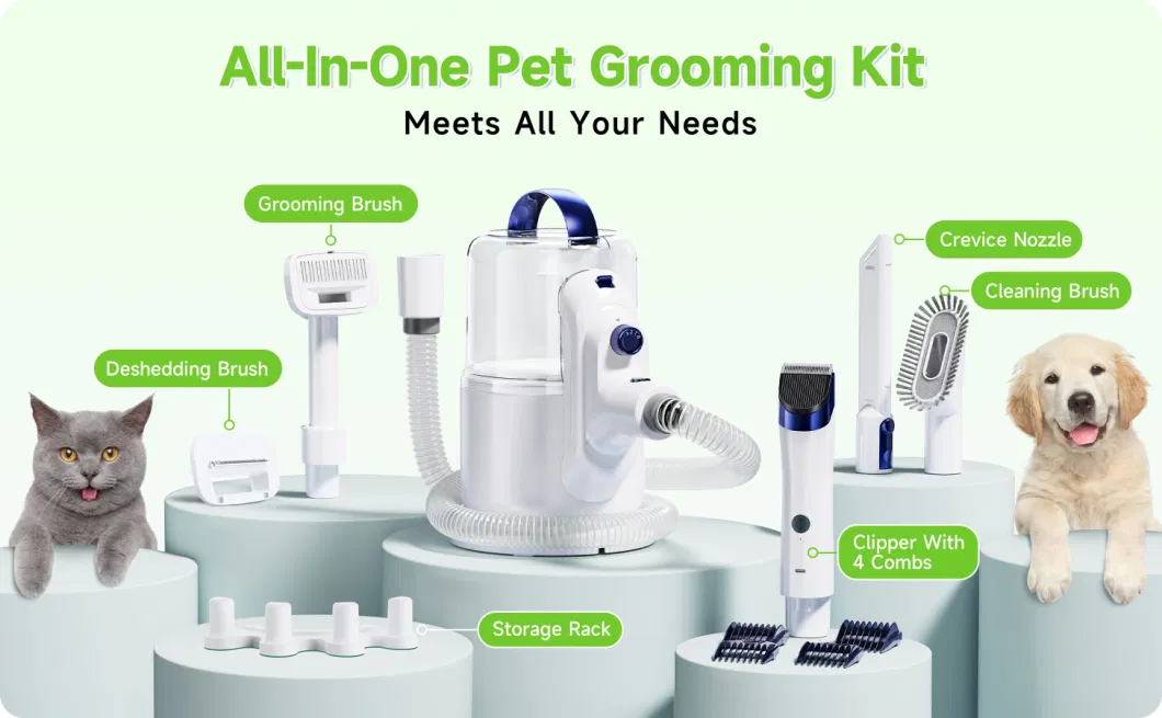 5 Functions Electric Pet Cleaning Trimmer Dog Cat Grooming Machine Hair Vacuum Cleaner Dog Pet Hair Clipper Kit