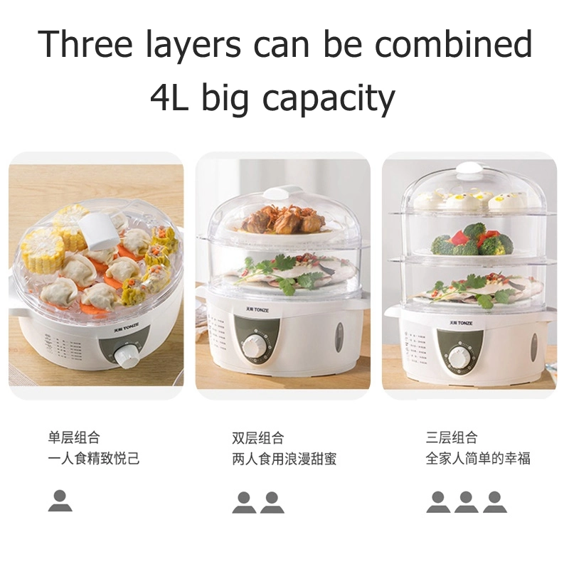 OEM 2 Layers or 3 Tiers Food Steamer Fast Steam Cooker Visible Square Electric Food Steamer