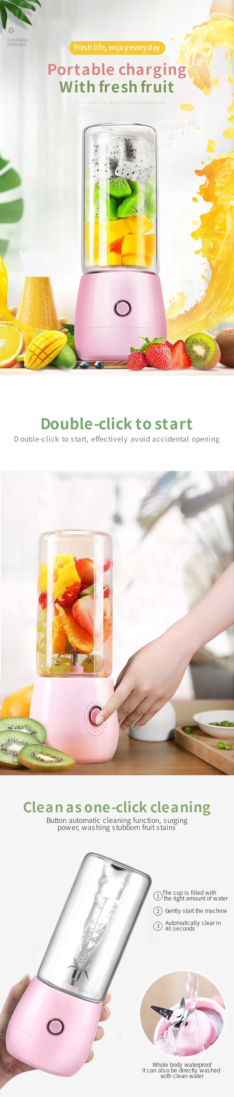 Travel Milkshake and Smoothie Fresh Juicer Blender Mini Portable USB Electric Juicer Blender