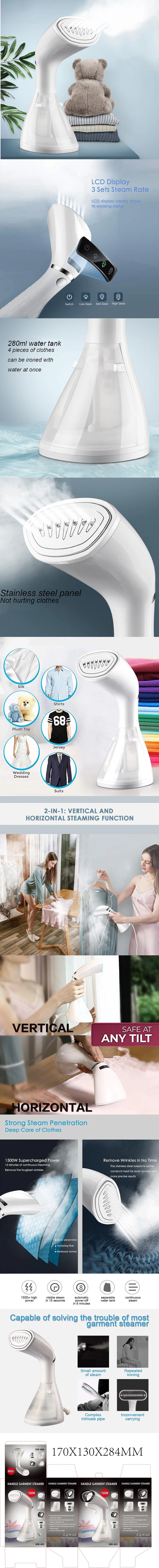 Garment Steamer for Clothes Steam Handheld Degree Electric Brush Iron Machine with EU Us Plug for Home Travel Home Appliance