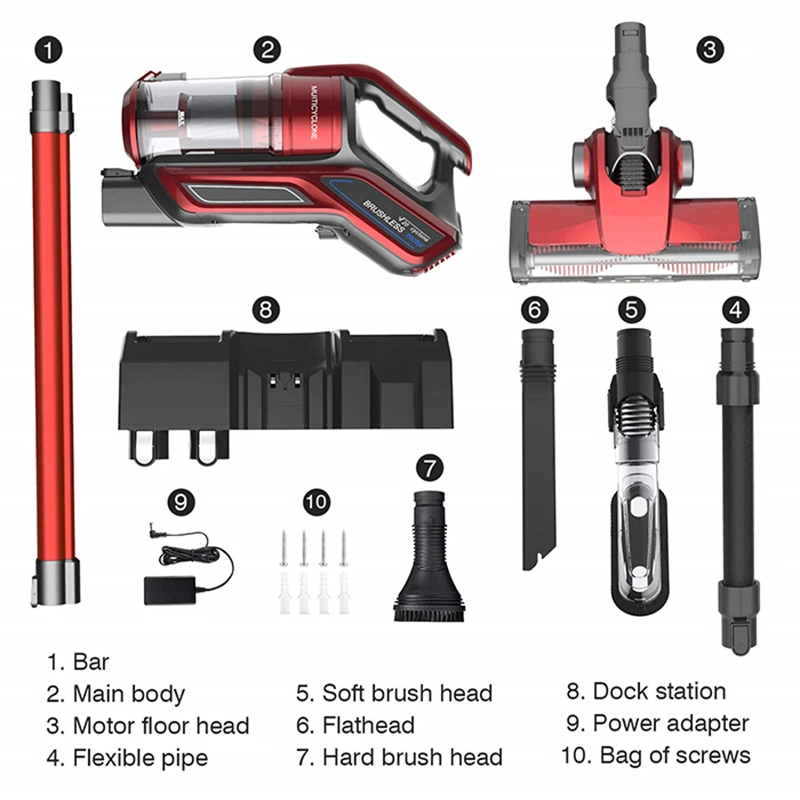 Cordless Vacuum Cleaner 20kpa Powerful Suction 250W Brushless Motor 4 in 1 Stick Handheld Vacuum for Home Hard Floor Carpet Car