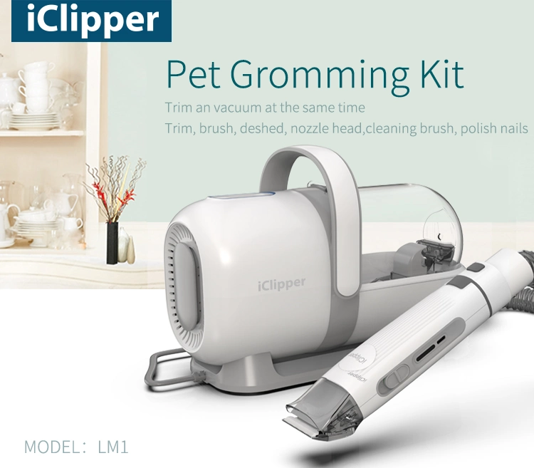 Iclipper-Lm1 Pet Grooming Kit &amp; Vacuum Suction 99% Pet Hair Professional Grooming Clippers with 7 Proven Grooming Tools for Dogs Cats