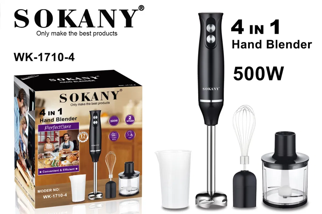 Kitchen Electric 4 in 1 Hand Blender 4 in 1 Hand Stick Blender Sokany Hand Blender Portable Hand Blender Wholesale Price