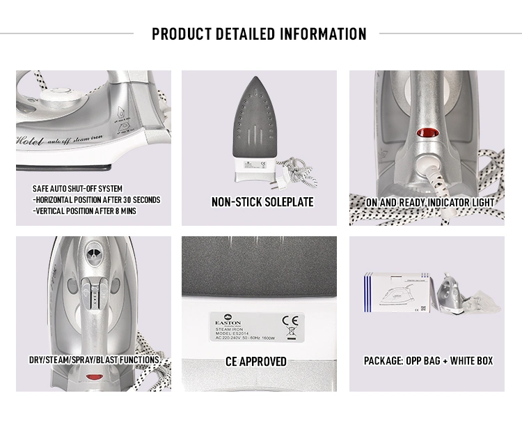 Hot Selling Electric Silver Steam Spray Iron for Hotel