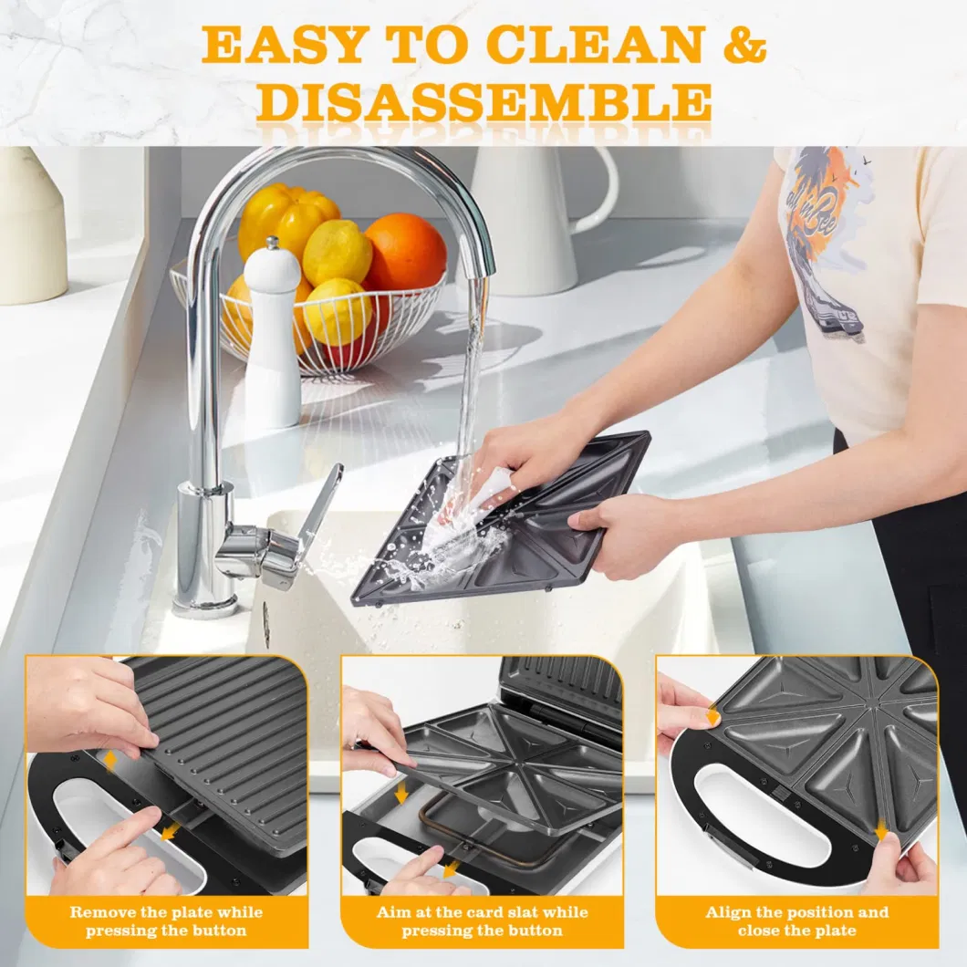 Indicator Lights Double-Sided Heating Non-Stick Plates Panini Press Grill Waffle Sandwich Maker