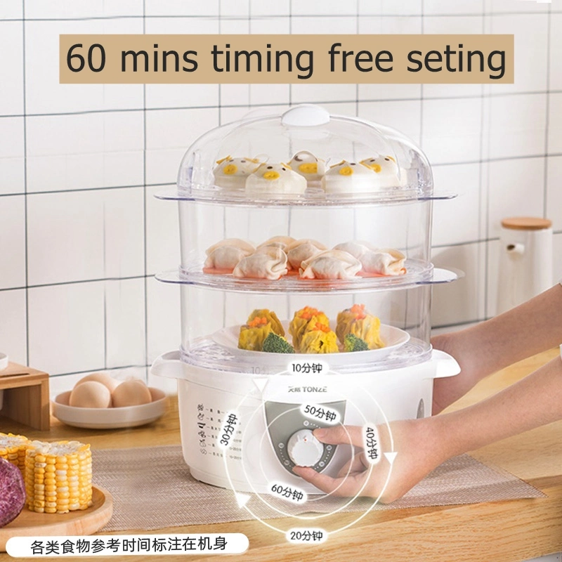 OEM 2 Layers or 3 Tiers Food Steamer Fast Steam Cooker Visible Square Electric Food Steamer