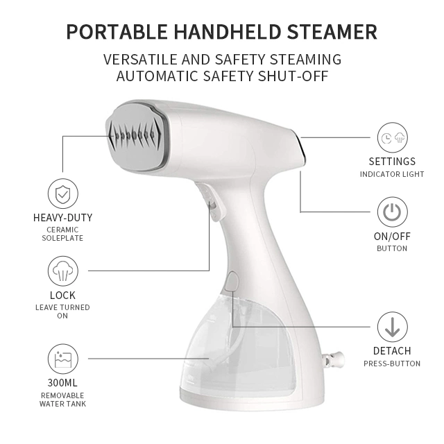 Home Portable Mini Handheld Garment Steamer with Fabric Brush