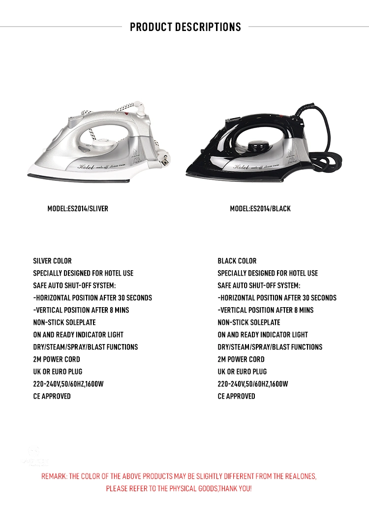 Hot Selling Electric Silver Steam Spray Iron for Hotel