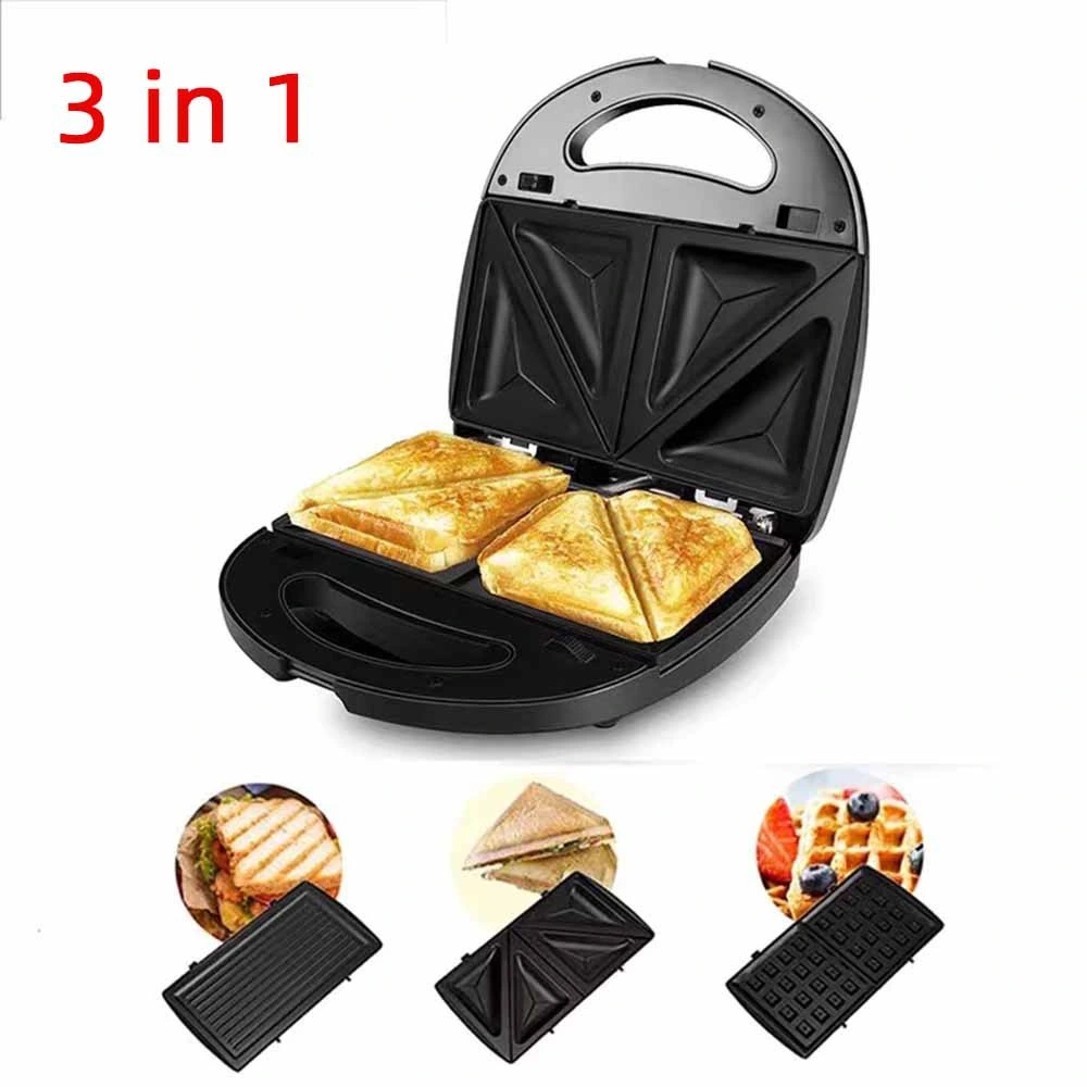 Amazon Hot Sale Factory Price Wholesale 3 in 1 Electric Sandwich Waffle Maker with Detachable Plates