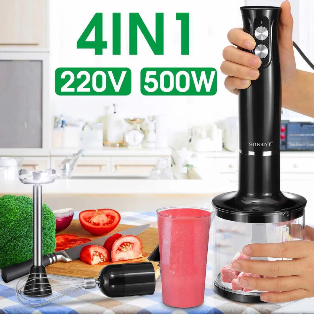 Kitchen Electric 4 in 1 Hand Blender 4 in 1 Hand Stick Blender Sokany Hand Blender Portable Hand Blender Wholesale Price