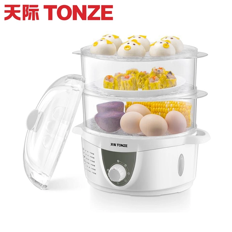 OEM 2 Layers or 3 Tiers Food Steamer Fast Steam Cooker Visible Square Electric Food Steamer