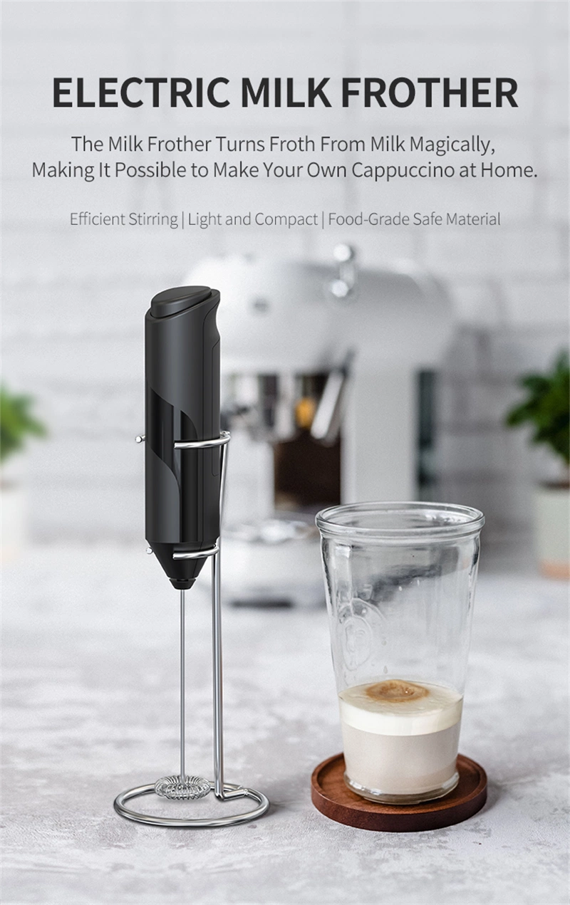 Handheld Mini Electric Milk Frother Portable Coffee Foamer with Stand Automatic Mixer