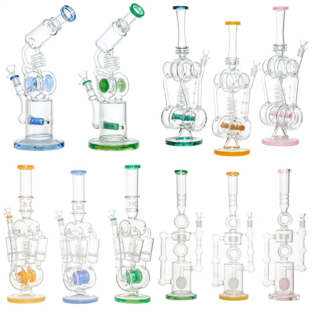 Double Chamber Double Percs Colorful Straight Tube Glass Water Pipes