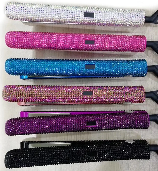 Fashion Bling Flat Iron Vapor, Wholesale Custom Private Label Flat Iron, LED Display Steam Bling Hair Straightener