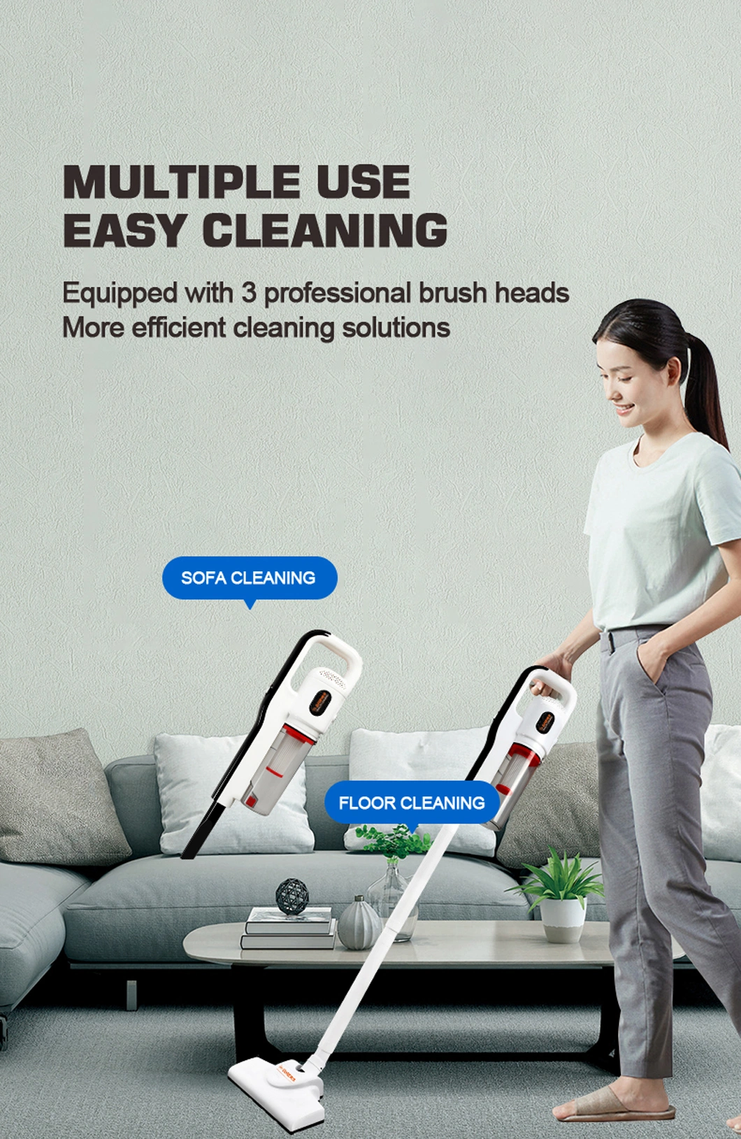 Portable Cordless Rechargeable Floor Cleaner Powerful Handy Cyclone Wireless Stick Vacuum Cleaner for Home and Car