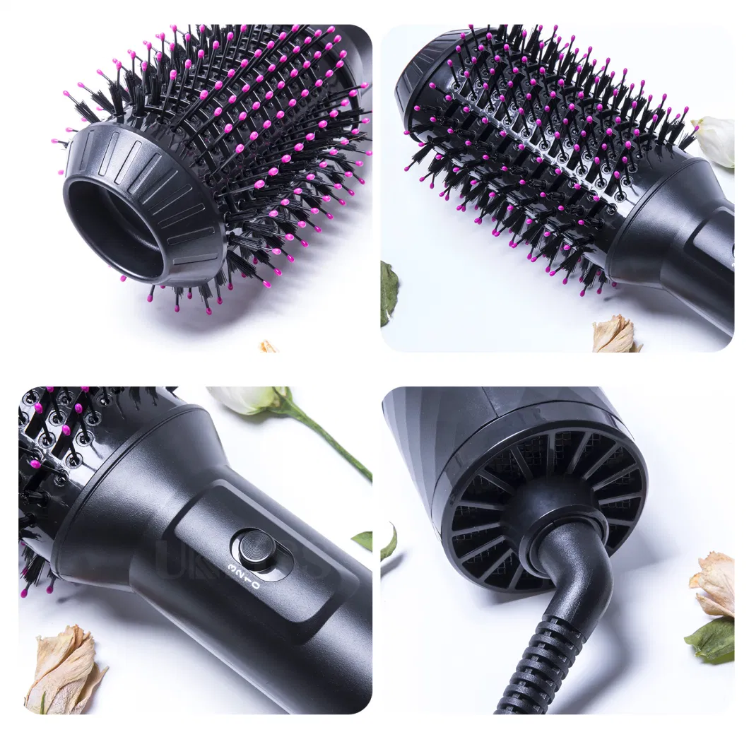 Adjusting Temperature Control and Protecting Heating Air Combing Hair Dryer Professional Hot Air Brush