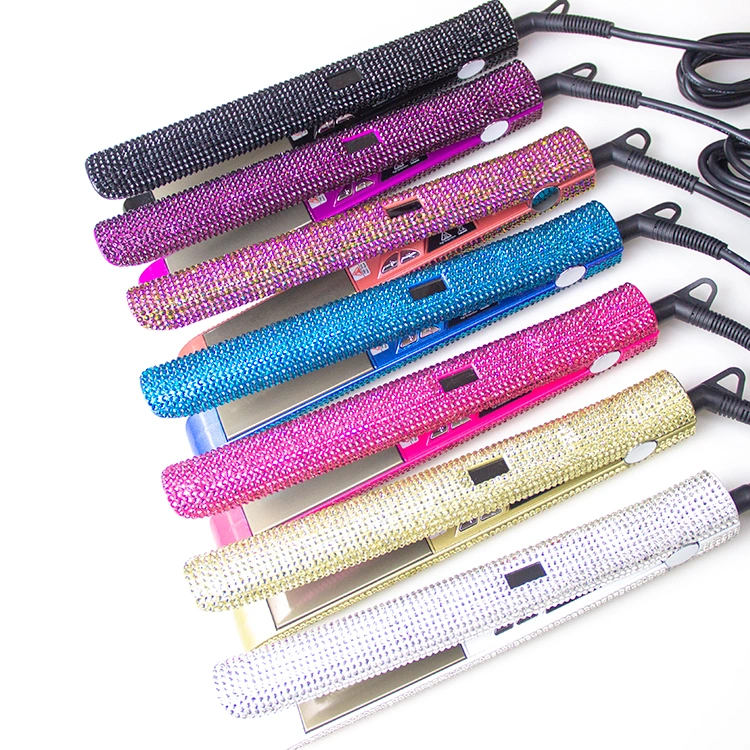 Fashion Bling Flat Iron Vapor, Wholesale Custom Private Label Flat Iron, LED Display Steam Bling Hair Straightener