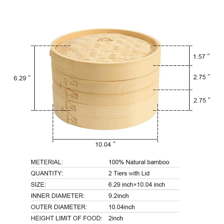 Customized Health Convenience Bamboo Steamer 10 Inch Multifunctional Mini Bamboo Steamer