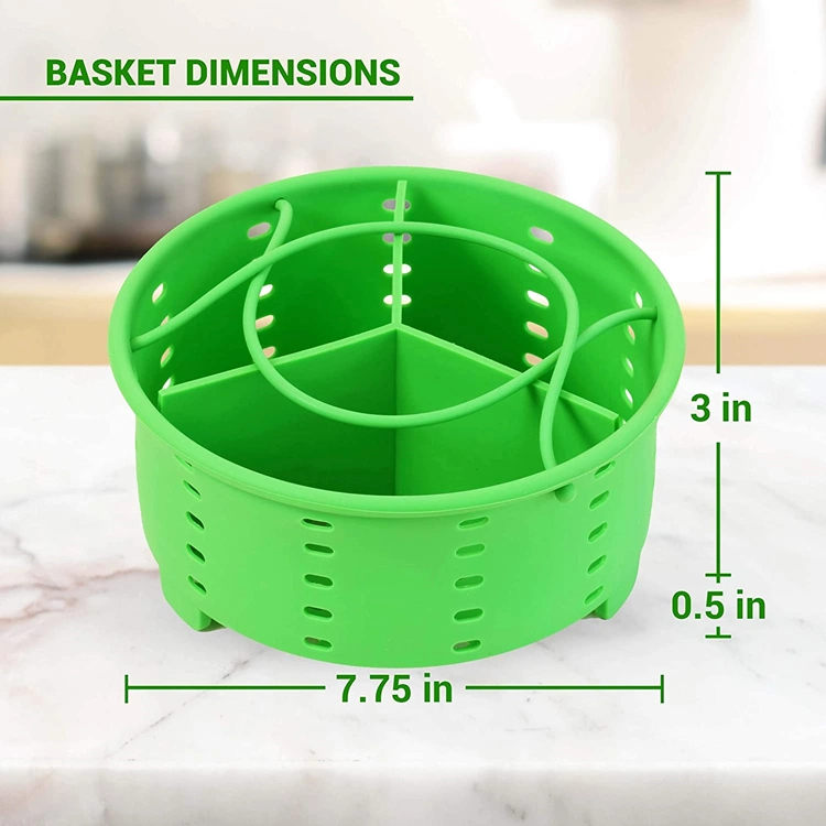 Round Silicone Food Vegetable Seafood Cooking Steamer Basket Cookware Steam Pot with Handles