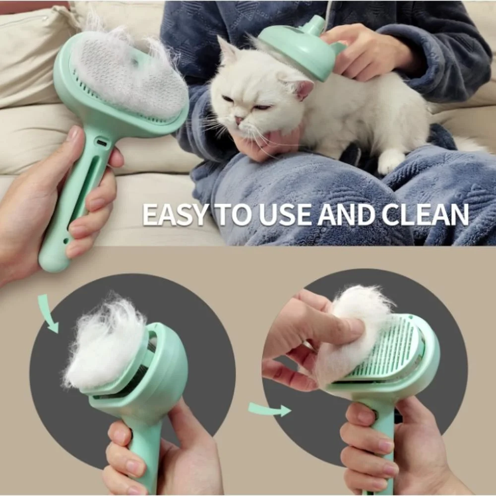 Spray Cat Brush for Shedding to Remove Tangled and Loose Hair (White)