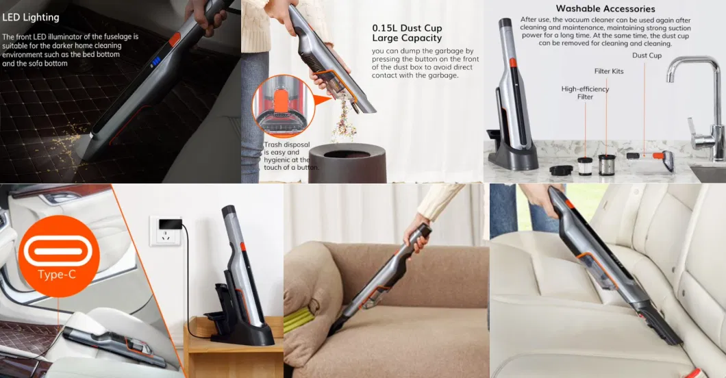 Wireless Handheld Car Vacuum Cleaner Portable Handheld Mini Cordless Vacuum with Brushless Motor 3 in 1