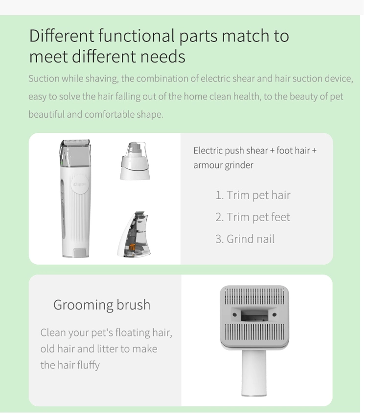 Purolf Factory Wholesale Pet Grooming Kit Vacuum Brush Electric Vacuum Cleaner Hair Clipper for Dog and Cat