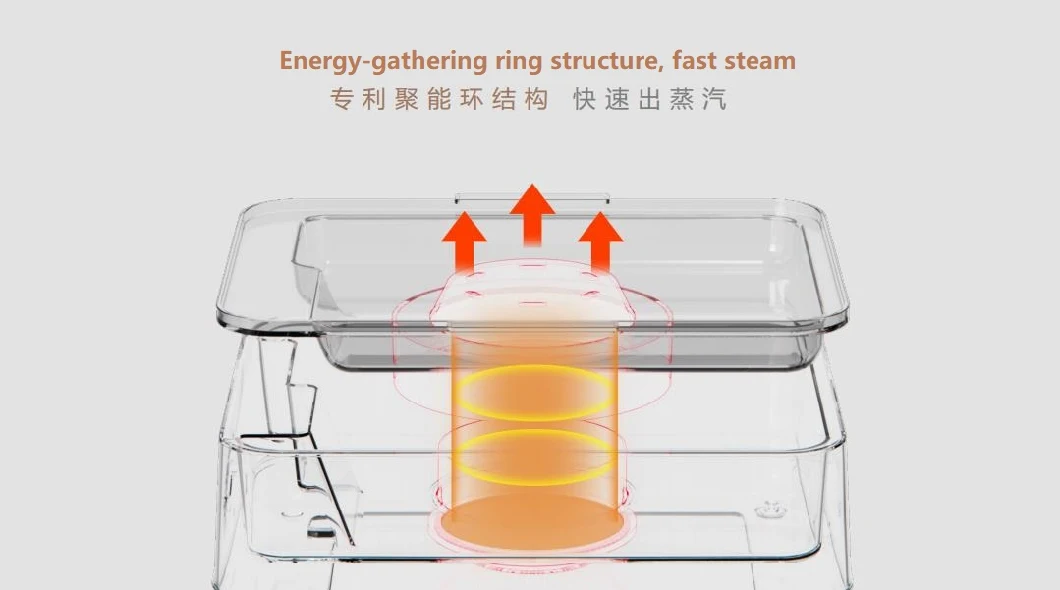 Electric Steam Cooker Transparent Cover 3 Layer Square Electric Food Steamer