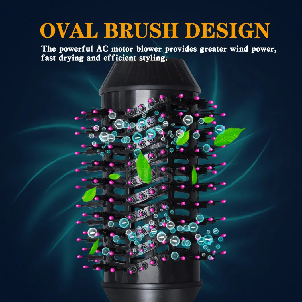 Adjusting Temperature Control and Protecting Heating Air Combing Hair Dryer Professional Hot Air Brush