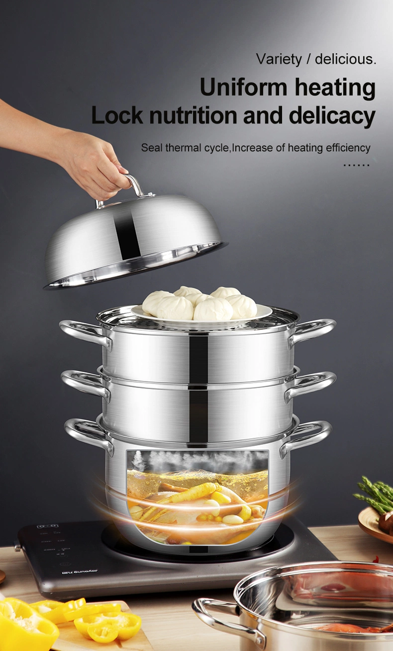 Multilayer Stainless Steel Steamer Multilayer Cookware Pot with Handle