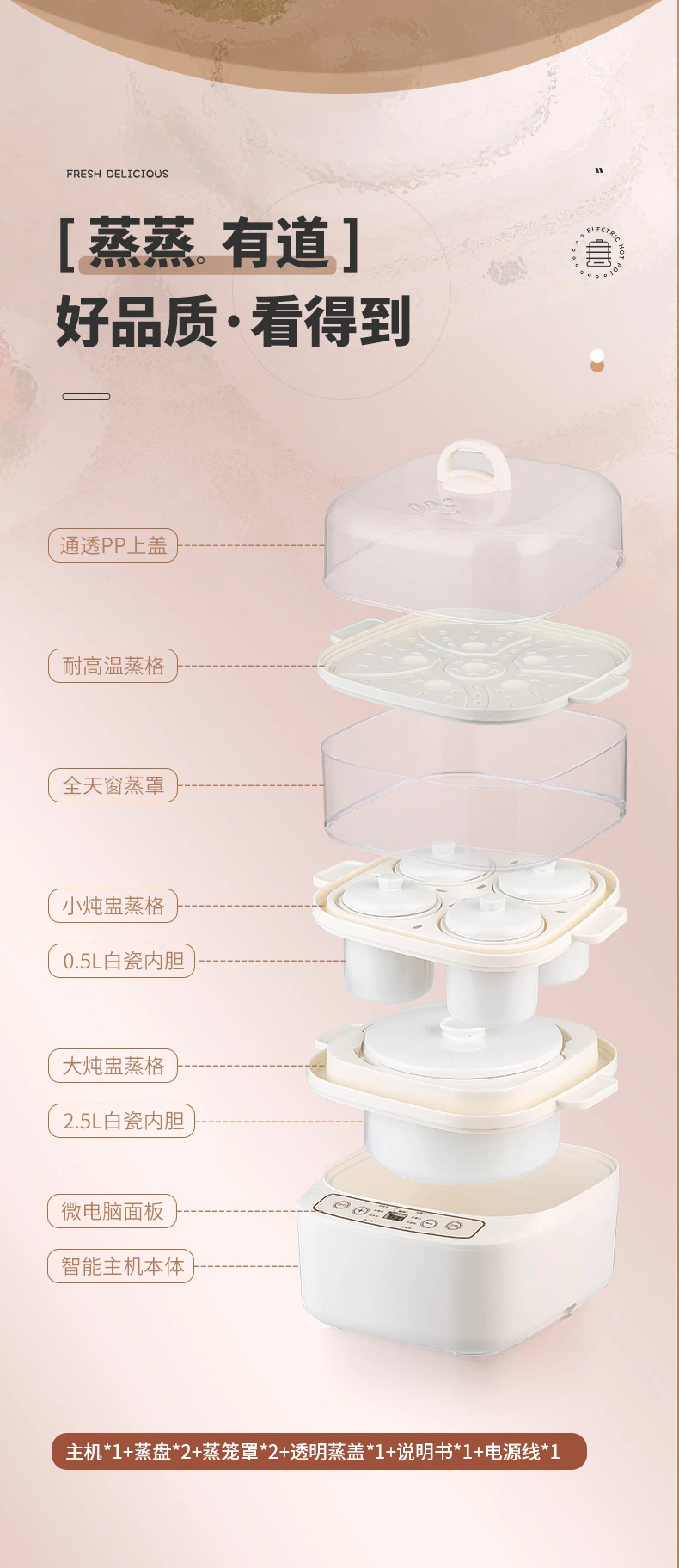 Manufacturer Direct Selling Electric Stew Pot/Steamer, Muntifunctional Electric Cooking Pot