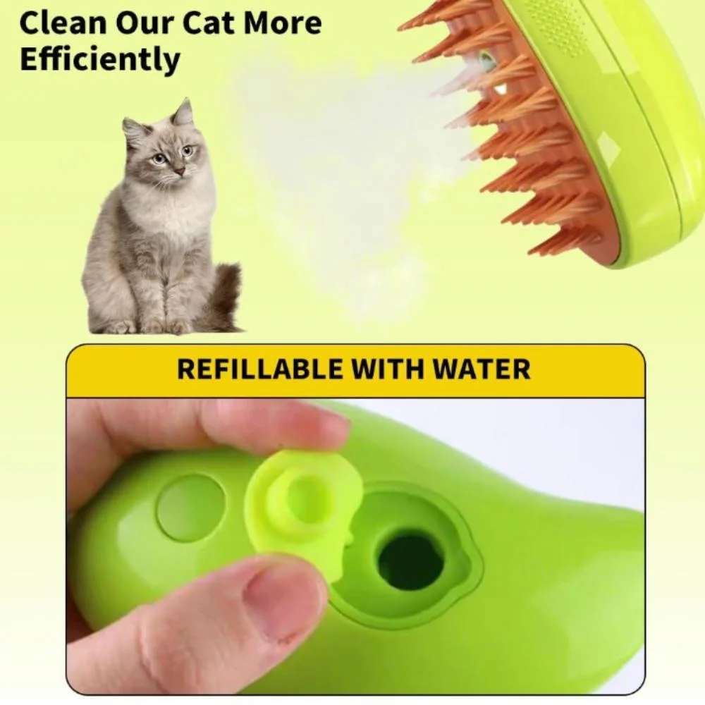 3 In1 Steamy Cat Brush Massage for Removing Tangled and Loosse Hair