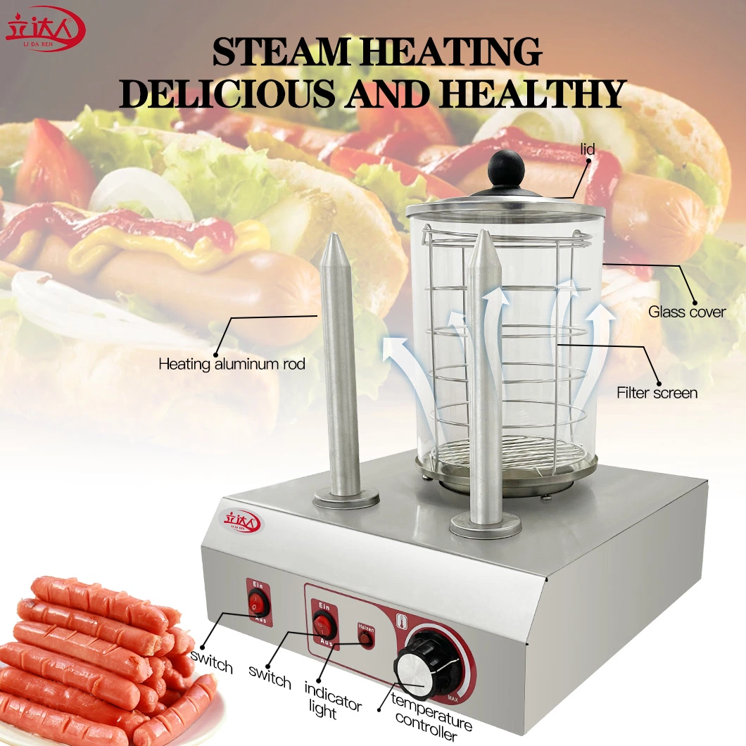 Kitchen Appliance Multifunctional Electric Hot Dog Roaster Steamer and Bun Hamburger Warmer Machine Commercial Vertical Hot Dog Sausage Steamer Grill