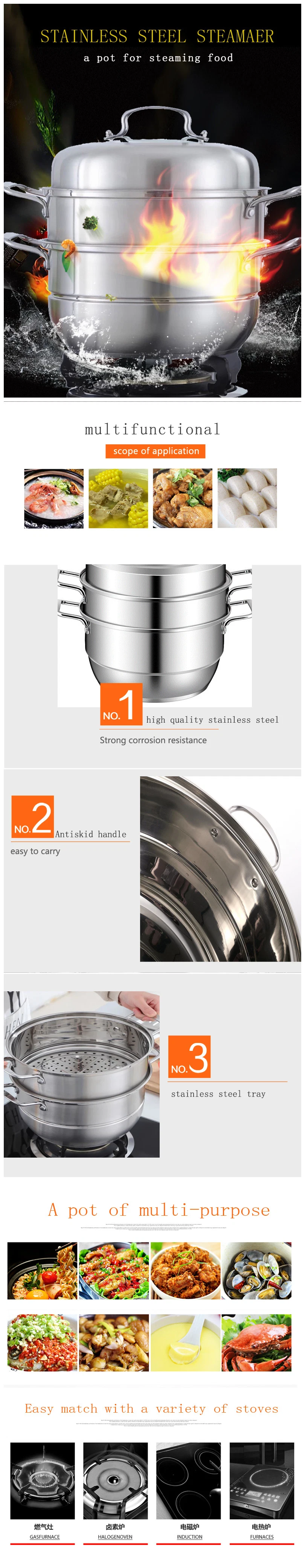 Multilayer Stainless Steel Steamer Multilayer Cookware Pot with Handle