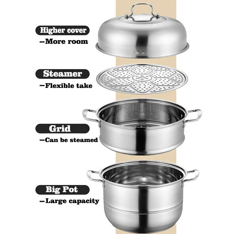 Multilayer Stainless Steel Steamer Multilayer Cookware Pot with Handle