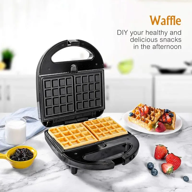 Detachable Breakfast Sandwich Maker 6 in 1 Toaster 3 in 1 Non-Stick Sandwich Maker with Cool Touch Handle Waffle Maker